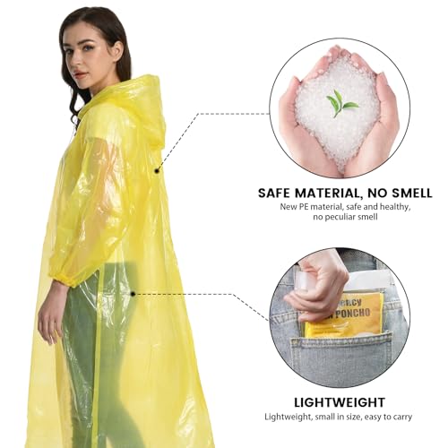 Rain Poncho for Adults, 10 Pack Waterproof Poncho, Disposable Light Weight Rain Poncho with Drawstring Hood for Women & Men, Transparent Emergency Raincoat for Camping, Hiking, Theme Parks, Climbing - Image 6