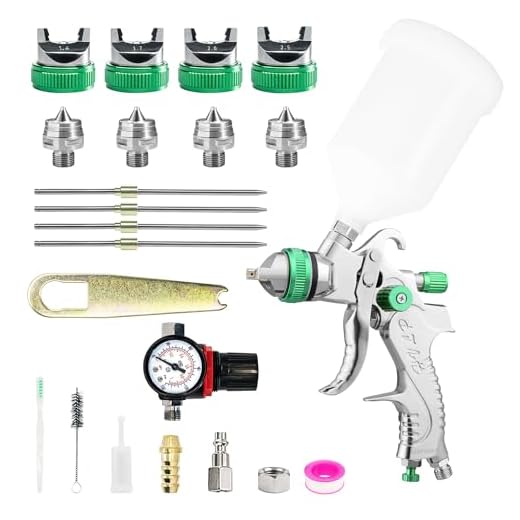 HVLP Spray Gun Kit with 1.4/1.7/2.0/2.5mm Nozzles, HVLP Air Spray Gun