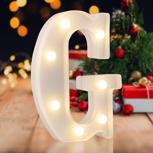 SKYPHAROS LED Marquee Letter G, Warm White 26 Alphabet Light Up Letters | Decor Ornament for Birthday, Party, Christmas, Home, Bar, Wedding; DIY Word Combination; Wall & Table Decor; Battery Powered