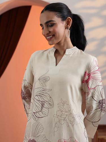 Image of Libas Printed Silk Blend Straight Kurti for Women Suit