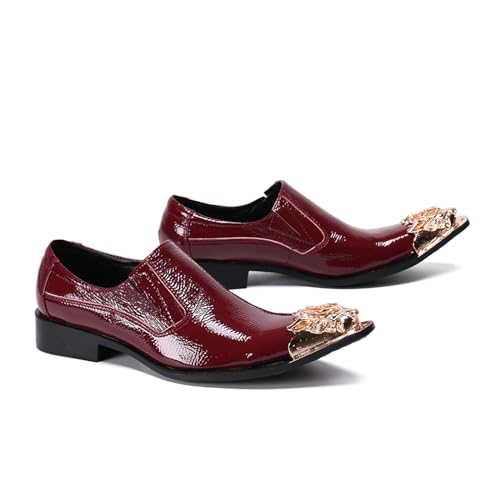 Men's Leather Shoes, British Casual Business Metal Pointed Toe Men's Dress Shoes, Wedding Party Banquet Nightclub Stage Host Barber Uniform Office Work Shoes4