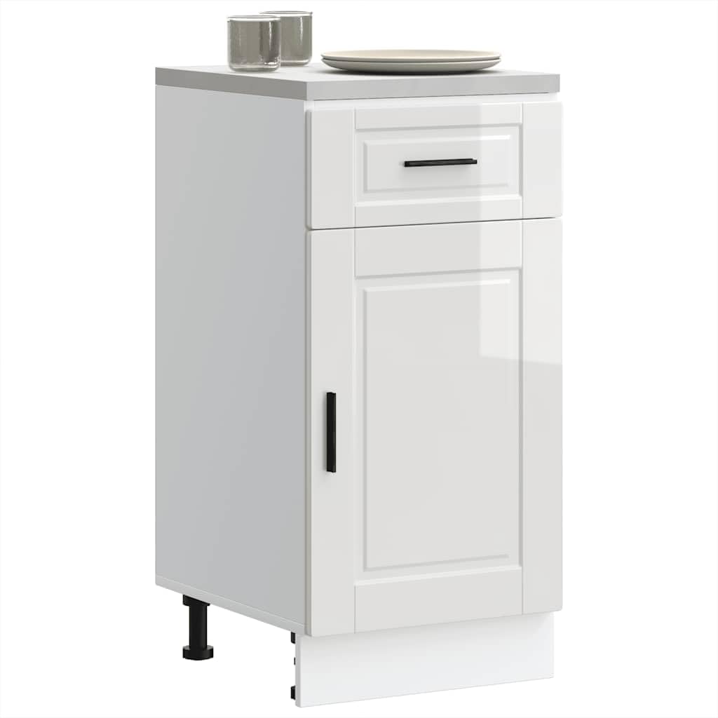 Porto - Mobiletto da cucina in legno bianco lucido, con piedini regolabili, per cucina, sala da pranzo e dispensa