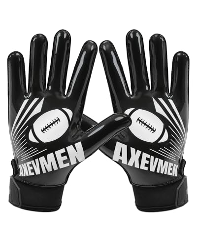 AXEVMEN Football Gloves Adult Men (Black, Medium)