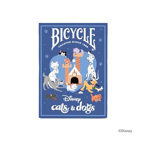 Image of Bicycle Disney Cats and Dogs Playing Cards Lady Tramp Chesire 1 Deck | Disney dogs in black suits cats in red, Ensemble card back with Dalmatians Lady and Tramp and Cheshire Cat