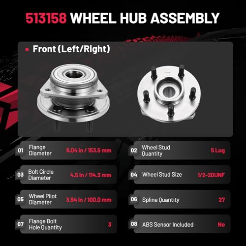 513158 1PC BDFHYK Wheel Bearing and Hub Front Compatible with Jeep Cherokee 1999-2000 2.5L L4 Compatible with Jeep Cherokee 1999-2001 4.0L L6 by BDFHYK - Used condition - Image 5