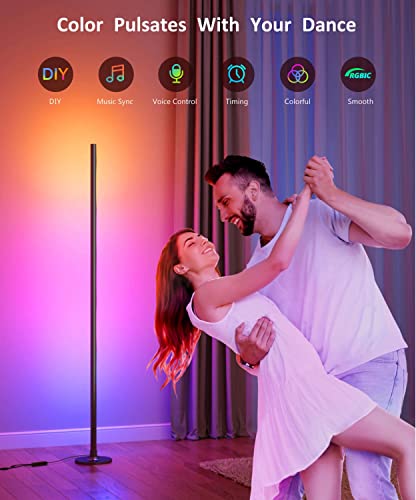 Gonhui Smart Rgb+Ic Corner Floor Lamp Compatible With Alexa, Color Changing Ambience Light With Music Sync, Modern Corner Lit Standing Led Lamp For Living Room Bedroom Gaming Room #TOP1