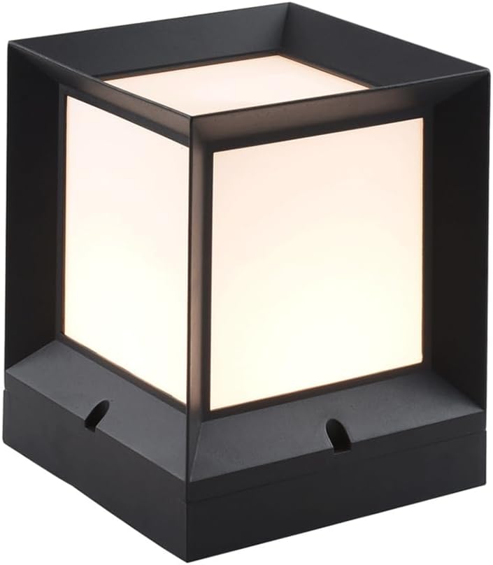 Modern Landscape Lamp Floor Lamp 1-Light Pillar Light in Black Finish Outdoor LED Fence Deck Column Lamp Exterior Lamp Post Lantern Head for Garden Yard Patio Pathway E26 Base