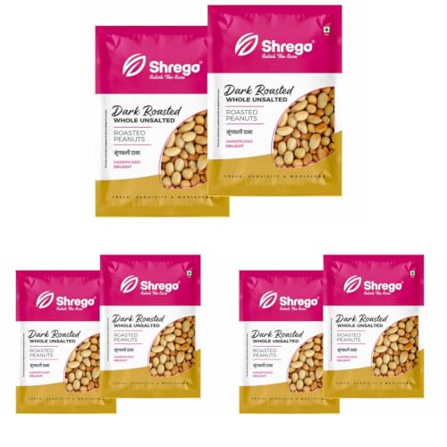 Image of SHREGO Dark Roasted Whole Peanut Unsalted 720G, Snack & Namkeen (2X360G Vacuum Packed) (Pack of 3)