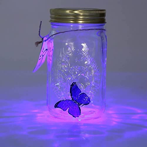 Pot papillon animé en bocal verre avec lampe LED veilleuse à piles orange - 4