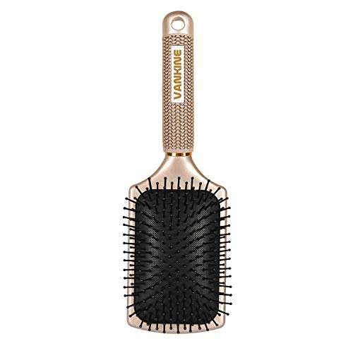 VANKINE Professional Detangler Hair Brush Velvet Touch Paddle Brush for Hair Straightening & Smoothing for Wet hair and Dry hair (GOLD)