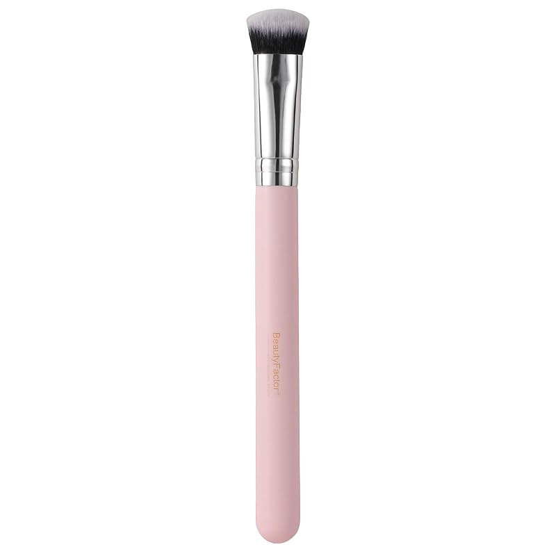 Pincel para Corretivo BEAUTYFACTOR com Cabeça Plana Arredondada, Cerdas Sintéticas, Rosa, 1 Unidade