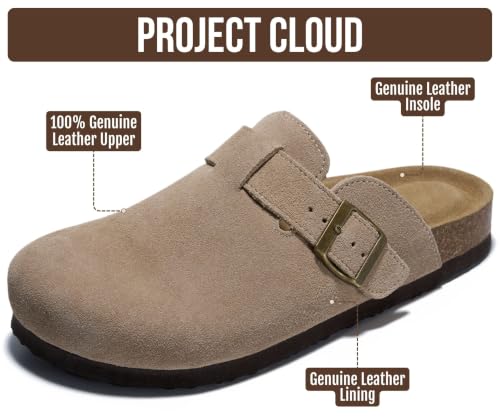 Image of Project Cloud 100% Genuine Leather Slip-ons Footbed Clogs for Women Sandals | Memory Foam Arch Support Slippers for Women; Trendy Slip-ons Women's Mules & Clogs Sandals; Non-Slip Outsole for comfort.
