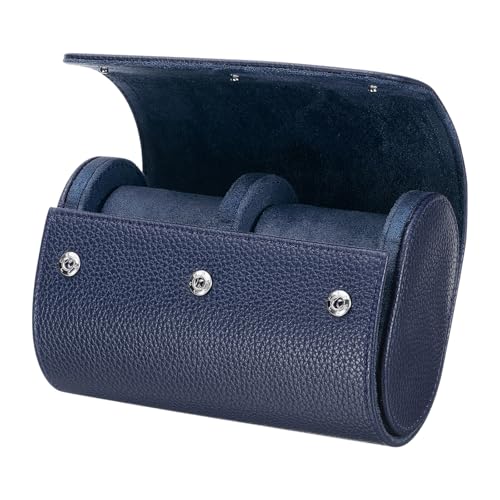 sourcing map Watch Roll Travel Case 2 Slots Portable Leather Watch Cases for Men and Women Watches Storage Organizer with Removable Pillows for Traveling Display Home Storage Textured Blue