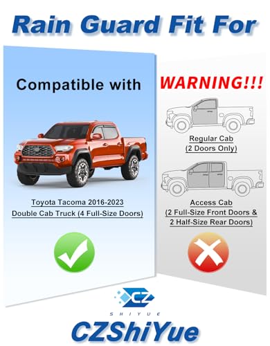 Image of Tape-on Rain Guards Fit for Toyota Tacoma 2016-2023 Double Cab Truck Extra-Thick Window Rain Guard Window Deflectors Full-Size Window Vent Visors Vent Shades Exterior Car Accessories-4PCS