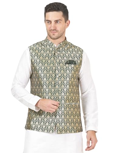 Image of Badoliya & Sons Men's Brocade Zari Nehru Jacket /Waist Coat