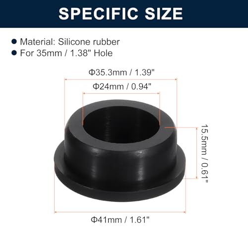 Image of uxcell 4 Pcs Black Plug Holes, Waterproof Rubber Button Plug for 35mm / 1.38 inch Hole