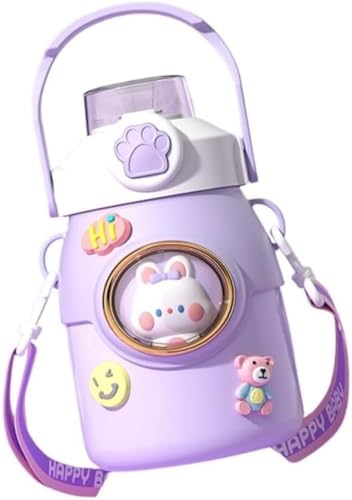 かわいい人形ケトル 子供用断熱ウォーターボトル 真空断熱 12時間保温 ストロー断熱ボトル ワンタッチ開閉蓋 ステンレススチールライナー バックパックや持ち運びに便利 密閉・漏れ防止 女の子にも男の子にも最適 保育園、学校、お出かけ、旅行、ギフトに最適 (