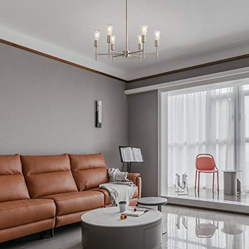 Xilicon Brushed Nickel Sputnik Chandelier Mid Century Industrial Pendant Lighting 6 Lights Vintage Ceiling Light Fixture #TOP6