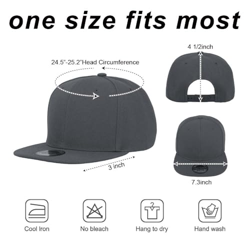 Image of ZH Plain Flat Brim Snapback Baseball Caps Adjustable Blank Baseball Caps Wholesale 12 Pack