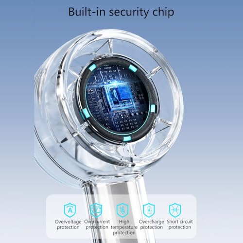 Ventilador portátil recargable USB con diseño compacto transparente azul 8