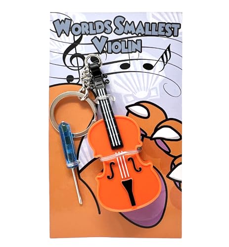 A fully playable (and hilariously tiny) violin keychain — press the button and it actually plays sad music for maximum sarcastic effect.