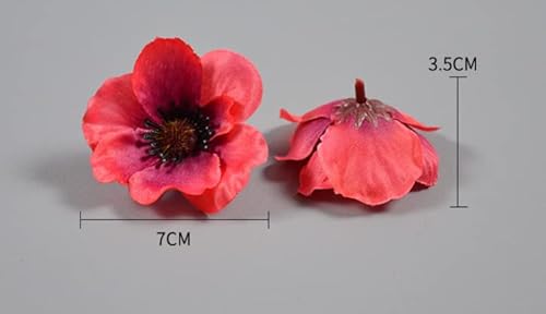 Rikyo 100 Pcs Artificial Silk Poppy Anemone Flower Heads Autumn Fake Poppy Flower,Vase Fillers,Corsages thumb #3