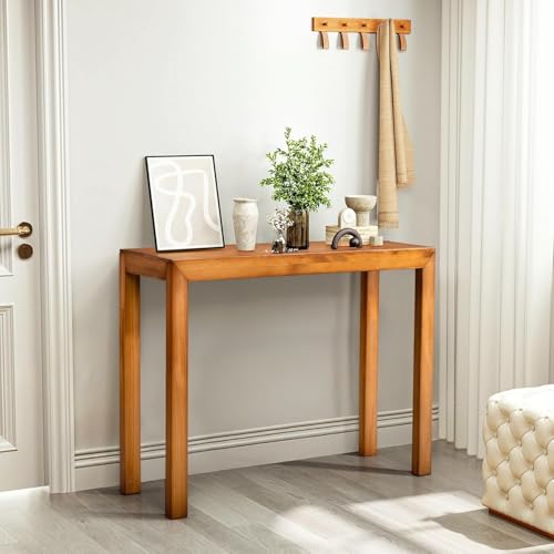 Image of Wooden Console Table Modern Solid Wood Entryway Table for Living Room, Hallway, or Office Slim Design | Light Brown | 116.8 x 30 x 80.8