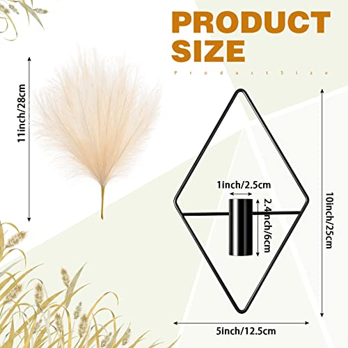 Jexine 2 Pcs Hanging Planters With Artificial Plants Metal Hanging Vase Indoor Plants Holder Modern Geometric Wall Decor For Living Room Home Office (Black,Pampas) #TOP1