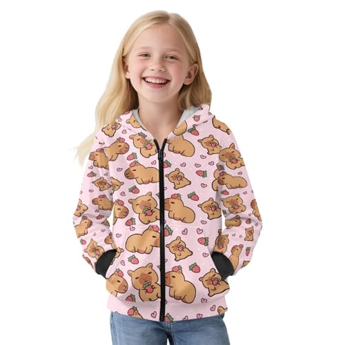 Cute Zip up Hoodie for Girls 6-16 Thick Zipper Jacket Tunic Sweatshirt Hooded Shirts Long Sleeve