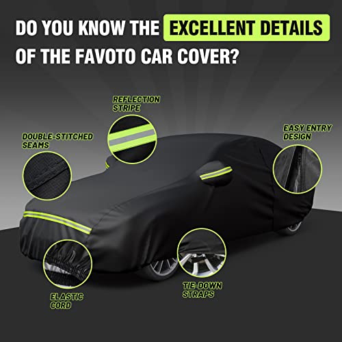 Favoto Sedan Car Cover Waterproof All Weather for Automobiles 6 Layers