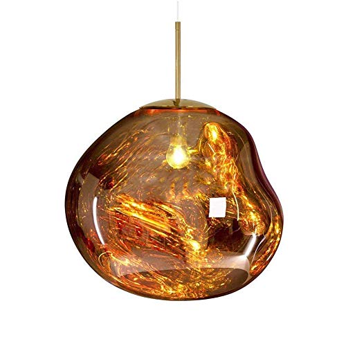 Preisvergleich Produktbild Lava Melt Pendelleuchten Lampenschirm Decke Kronleuchter Gusseisen Glas Unregelmäßig Lava Golden Mirror für Wohnzimmer Hängelampen, Bar, Küche, E27,Golden, 20cm / 27cm / 36cm,27CM