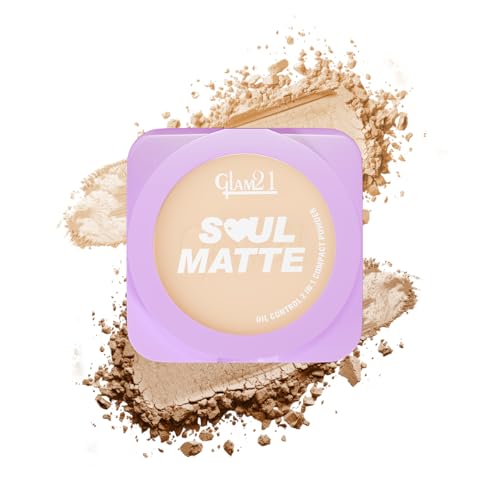 Image of Glam21 Soul Matte Oil Control 2 in 1 Compact Powder | 2 Matte Shades | Air Light Formula & Stay Upto 10 hrs | Rich With Hyaluronic Acid, Squalane & Mango Butter |SPF20 |18gm- Soft Vanilla 04