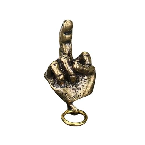 真鍮製 ファックキーホルダー（中指）アクセサリー ビンテージ 挑発 アメリカ ブラス キーチェーン バイク キーリング キーチェーン ゴールド ストラップ [並行輸入品]