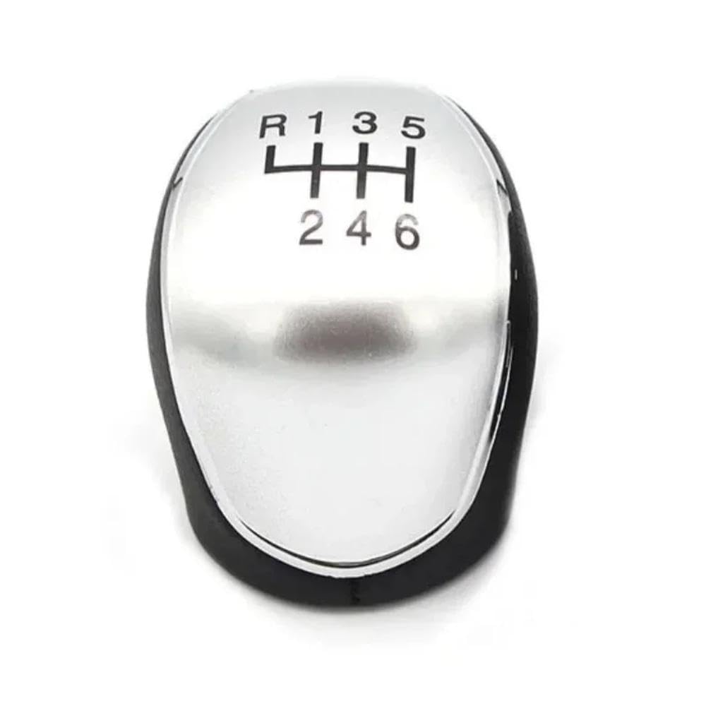 QVQOJCTH Auto Accessory 6 Speed Lether Car Gear Shift Knob for Mondeo Mk4 S-Max C-Max Focus Mk2 Kuga(6speed-5 pcs Silver)