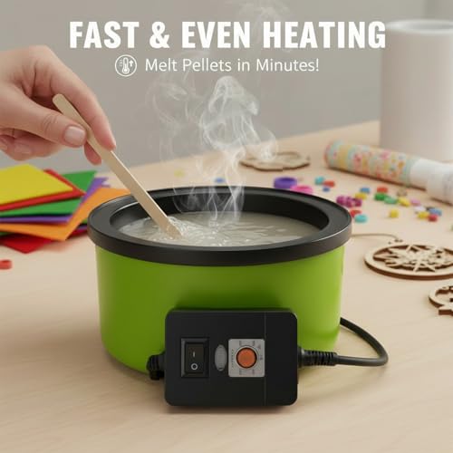 Image of Electric Glue Pot for Crafts with 1lb Pellets, 225-400F Adjustable Temperature, 160ml Hot Pot, 5-1 /4 inch Diameter, 1 inch Depth-Fits Sticks and Glue Pellets - Great for Crafts, DIY Projects Pellets