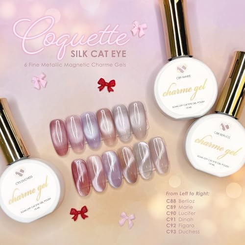 Esmaltes gel magnético Coquette Silk cat eye 6 colores 15ml miniatura 2