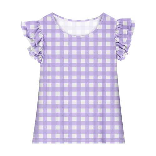 3-15Y Toddler Baby Girls Cotton Ruffle Tops Sleeveless Swing Kids Plaid Casual Tees 2025 Trendy Cute Basic Blouses3
