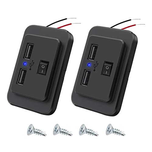 4.8A Dual USB Car Charger Socket 12V 24V USB Power Outlet Adapter Replacement Phone Charger for ATV BUS Boat RV Vehicle