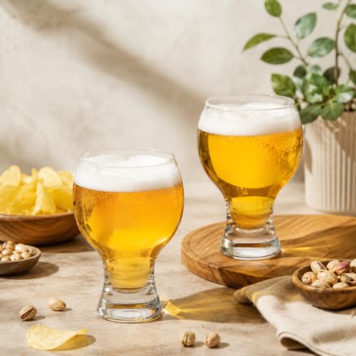 Image of WRINGO Glasses Set of 2, 350ML Glass Mug with Handle, Large Big Heavy Mugs for Freezer, Multipurpose Mugs, Dishwasher & Microwave Safe (BR-12)