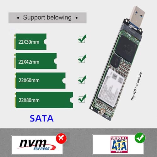 Adaptador USB 3.0 a M.2 SATA 2280 SSD con Chipset ASM1153E miniatura 6