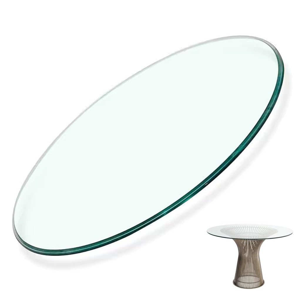 Plateau rond en verre trempé de 38 à 100 cm pour dessus de table transparent