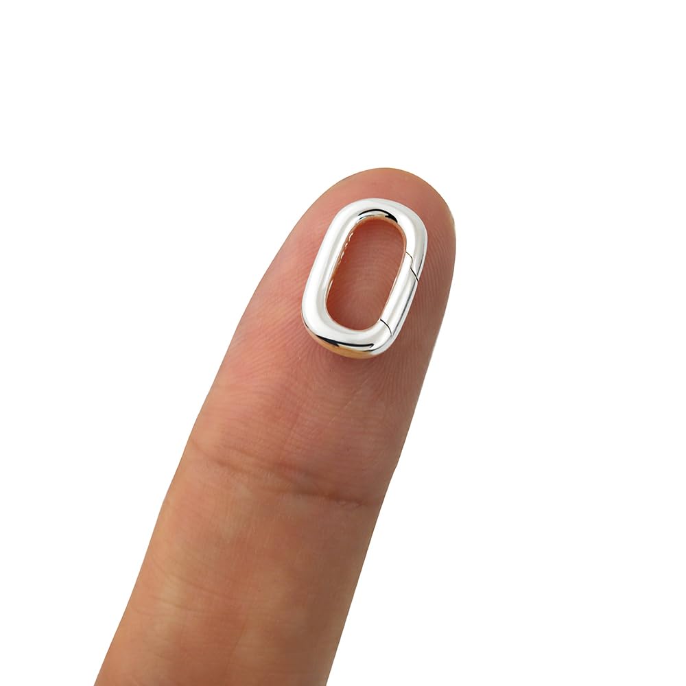 S925 Oval Spring Gate Connector Small Carabiner Bail Clasp Sterling Silver Necklace Bracelet Extender Clasps and Closures for DIY Jewelry