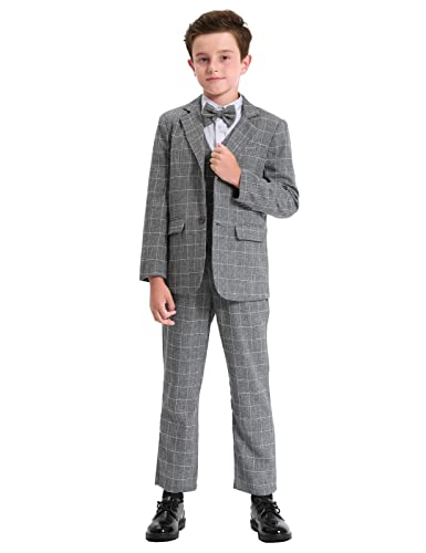 mintgreen Garcon Blazer Costume Enfants 2PCS Ensemble Gentleman Tuexdo Vêtements Tenues, Gris Foncé, 8-9 Ans, 140