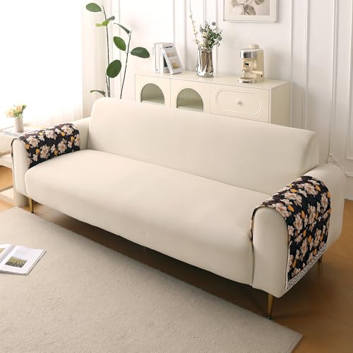 Image of HOKIPO 'Florentina Series' Premium Holland Velvet Sofa Arm Cover with Foam Filling & Anti Slip Backing | 2 Pcs | Camellia Brown (IN-876-V2*2S)