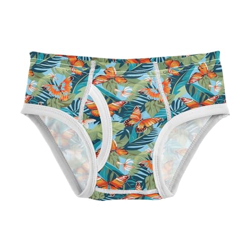 visesunny Boys Cotton Underwear Palm Leaf Butterfly Printed Toddler Soft Training Briefs Size 2T-8Y for Kids