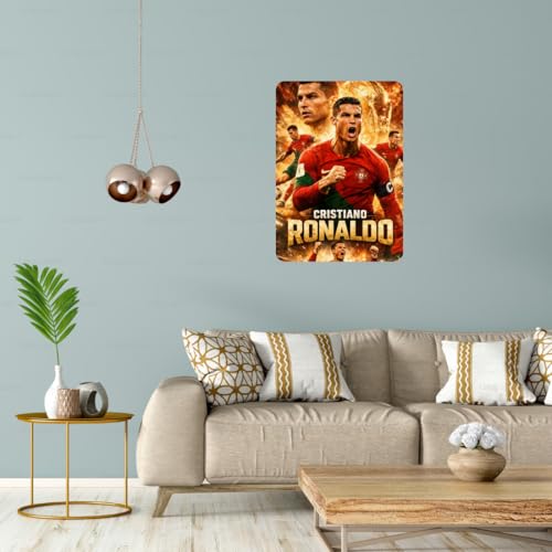 Image of Zesta Bathroom Decor Items Washroom Decor Tin Sign | Aesthetic Posters Wall Poster for Bedroom | Magnetic Cafe Decoration Items / Restaurant Decorations Items | Quirky Home Decor Bar Accent (Ronaldo (2))