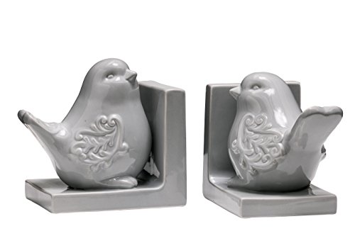 Image of Premier Housewares Bird Bookends, Grey, Set of 2