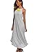 Women Summer Boho Sleeveless Stripe Long Maxi Beach Dress (M, Grey)