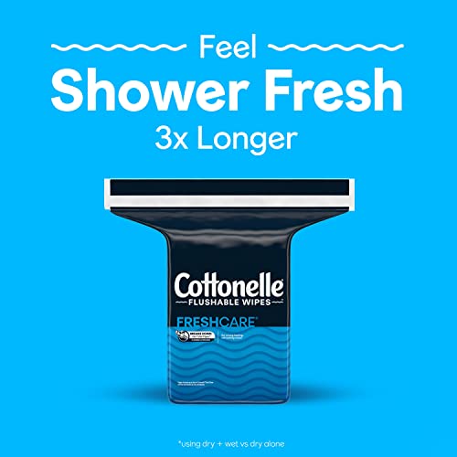 Cottonelle Fresh Care Flushable Wet Wipes, Adult Wet Wipes, 1 Refill Pack, 168 Wipes Per Pack, Packaging May Vary #TOP1