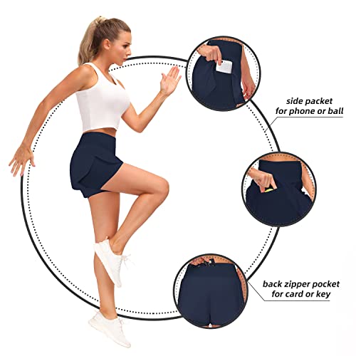 Women’s 2 in 1 Running Shorts Summer Gym Workout Athletic Gym Yoga Shorts Liner Jogging Pants Sports Quick Dry Training Joggers with Pockets - Image 4